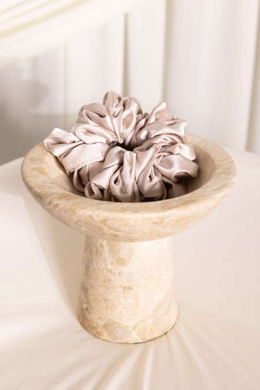 Champagne silk satin scrunchie